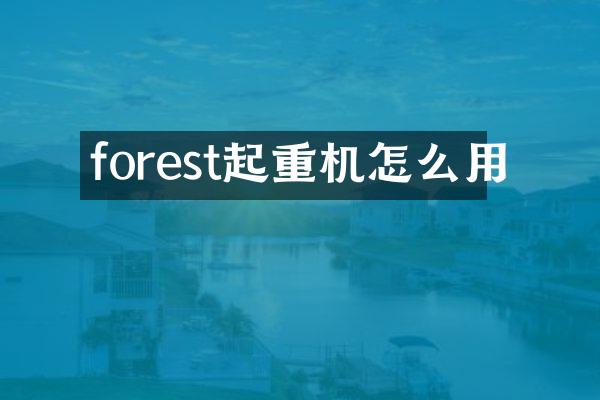 forest起重機(jī)怎么用