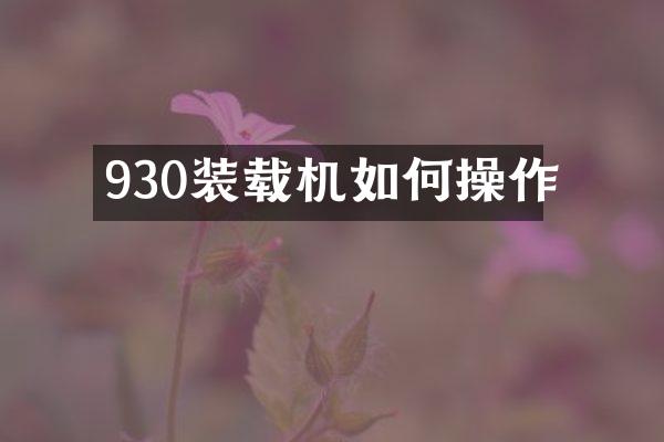 930裝載機如作
