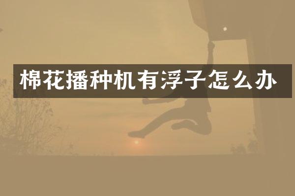 棉花播種機(jī)有浮子怎么辦