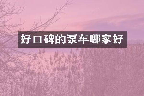 好口碑的泵車哪家好