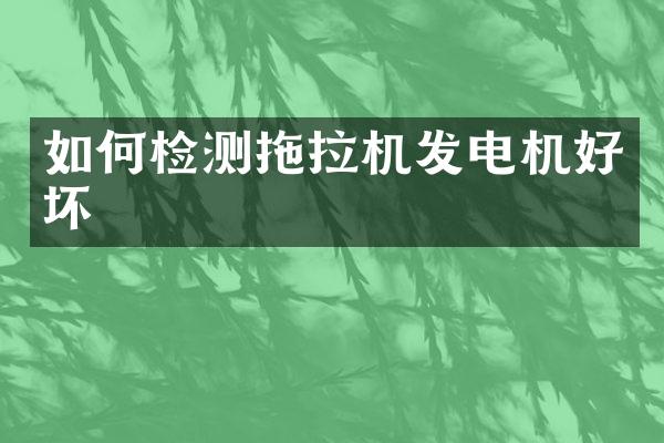 如何檢測拖拉機發(fā)電機好壞