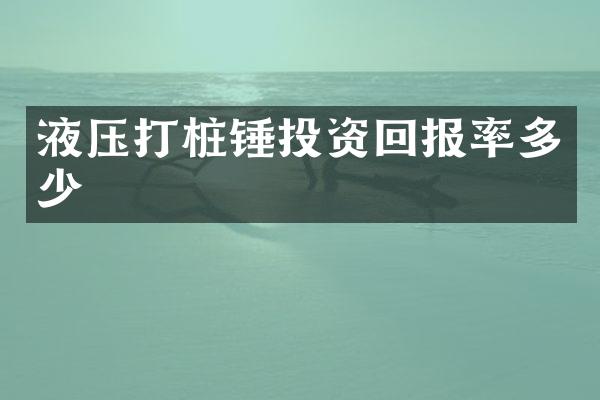 液壓打樁錘投資回報(bào)率多少