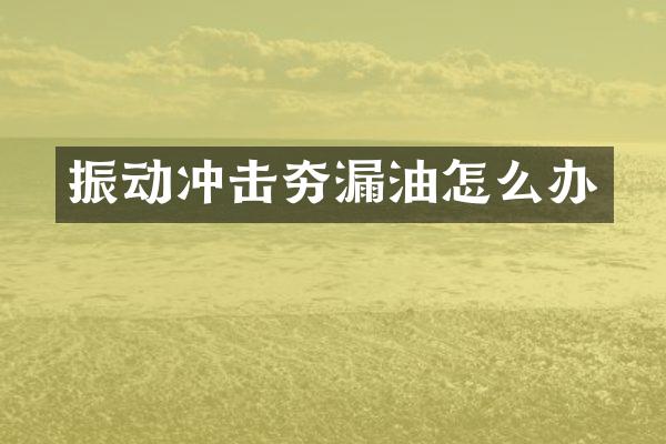 振動沖擊夯漏油怎么辦