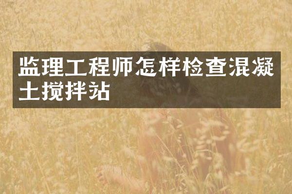 監(jiān)理工程師怎樣檢查混凝土攪拌站
