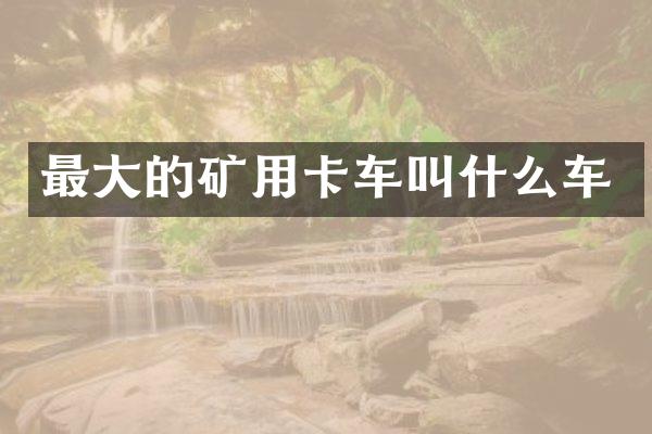 最大的礦用卡車叫什么車