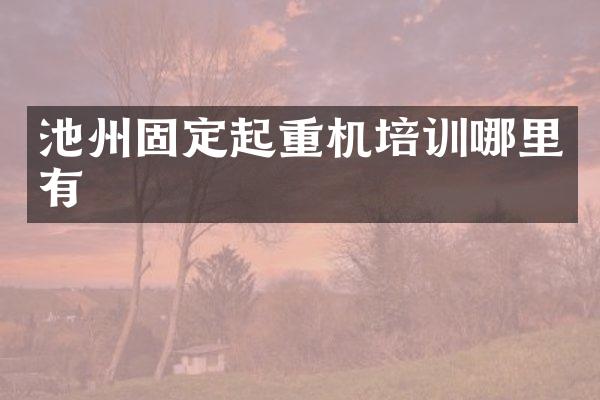 池州固定起重機(jī)培訓(xùn)哪里有