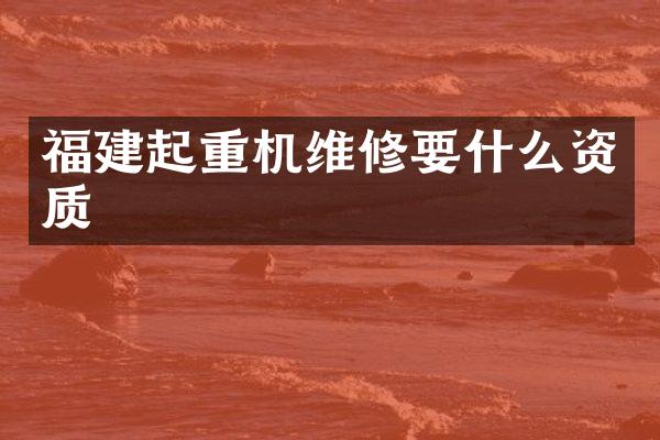 福建起重機(jī)維修要什么資質(zhì)
