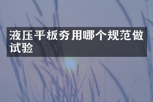 液壓平板夯用哪個規(guī)范做試驗
