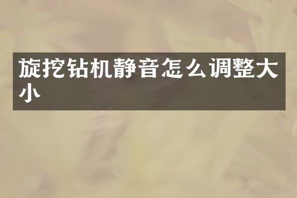 旋挖鉆機(jī)靜音怎么調(diào)整大小