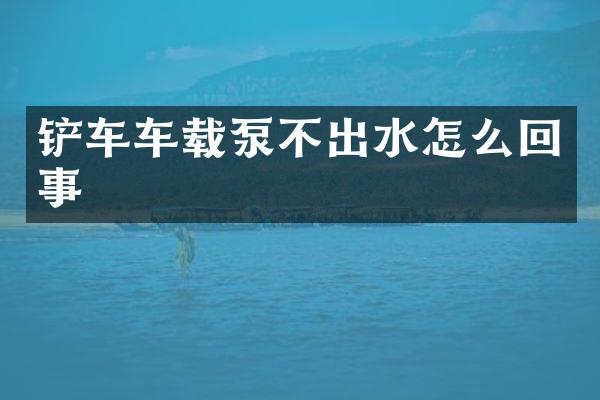 鏟車車載泵不出水怎么回事