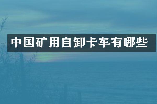 中國礦用自卸卡車有哪些