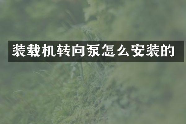 装载机转向泵怎么安装的