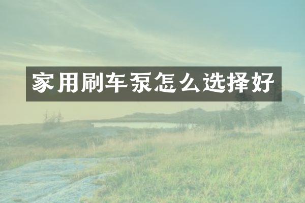 家用刷車泵怎么選擇好