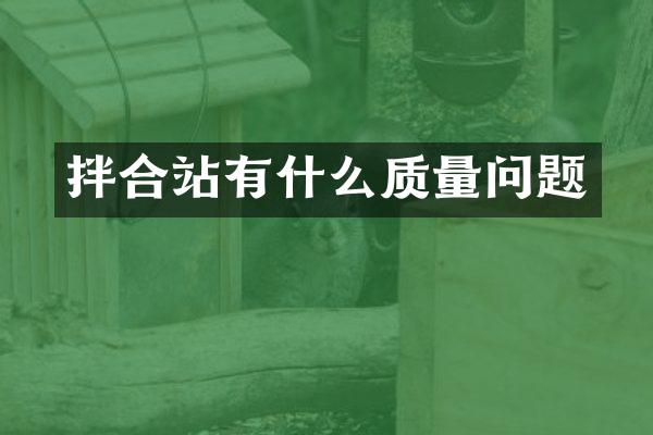 拌合站有什么質(zhì)量問題