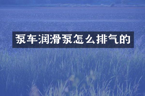 泵車潤(rùn)滑泵怎么排氣的