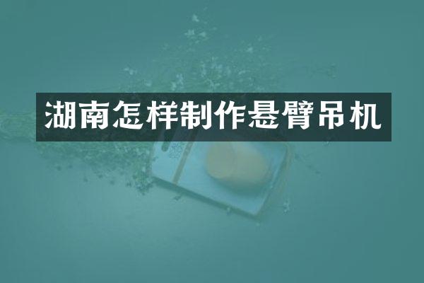 湖南怎樣制作懸臂吊機