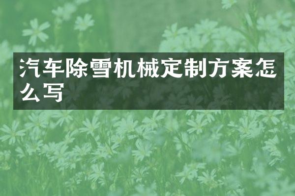 汽車除雪機械定制方案怎么寫