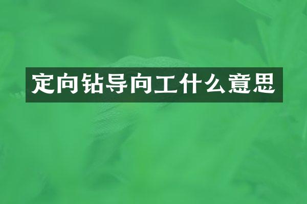 定向钻导向工什么意思