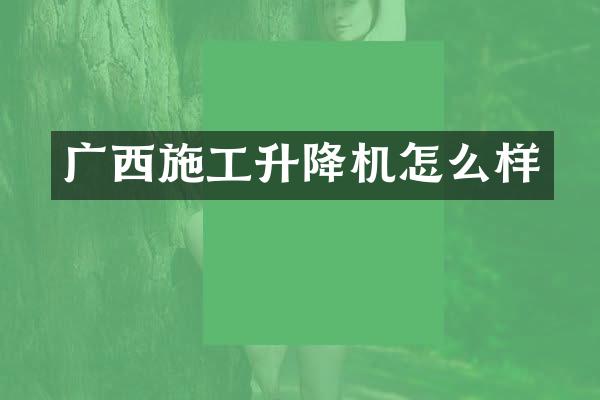 广西施工升降机怎么样