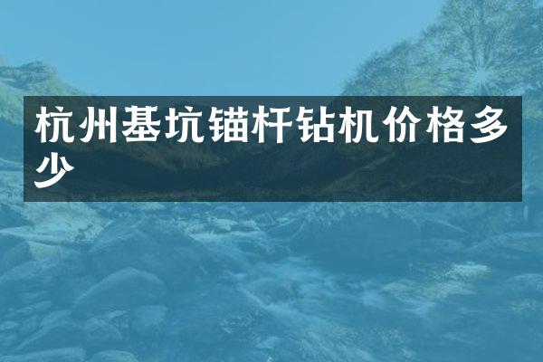 杭州基坑锚杆钻机价格多少