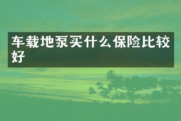 车载地泵保险比较好