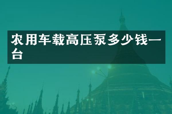 農(nóng)用車載高壓泵多少錢一臺