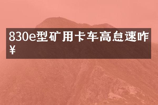 830e型矿用卡车高怠速咋查