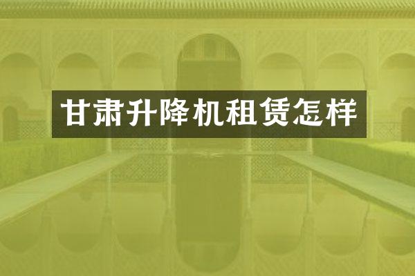 甘肃升降机租赁怎样