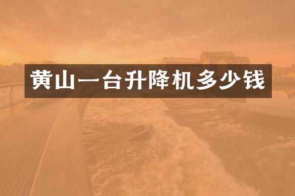 黄山一台升降机多少钱