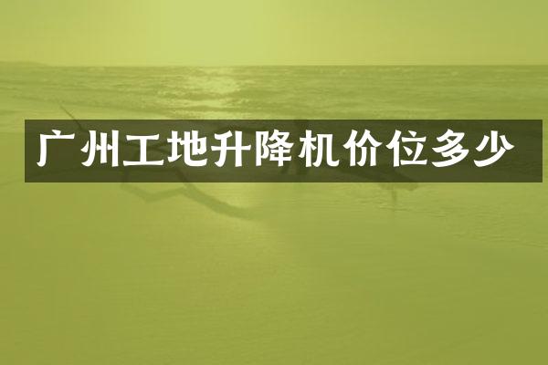 广州工地升降机价位多少