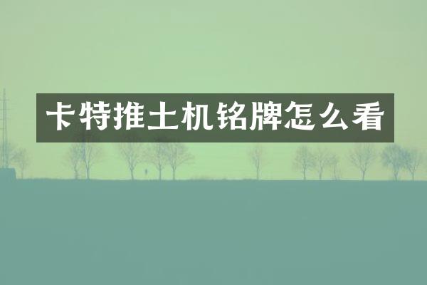 卡特推土机铭牌怎么看