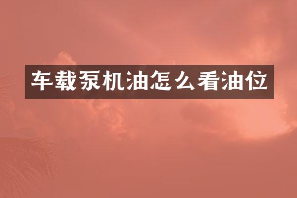 车载泵机油怎么看油位
