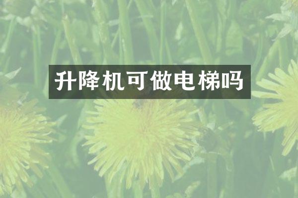 升降机可做电梯吗