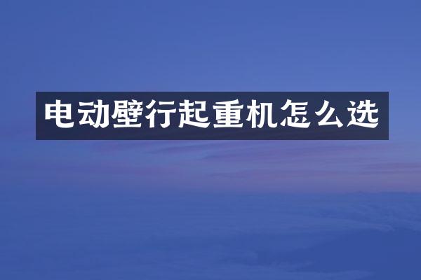 电动壁行起重机怎么选