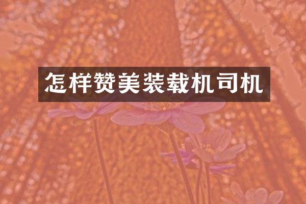 怎样赞美装载机司机