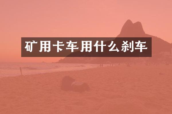 矿用卡车用什么刹车