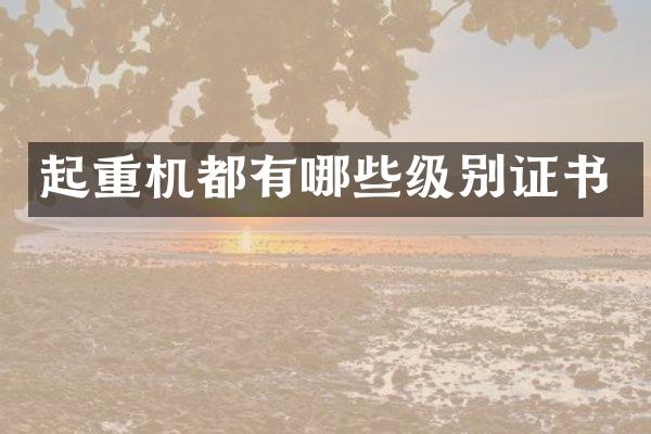 起重机都有哪些级别证书