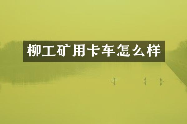 柳工矿用卡车怎么样
