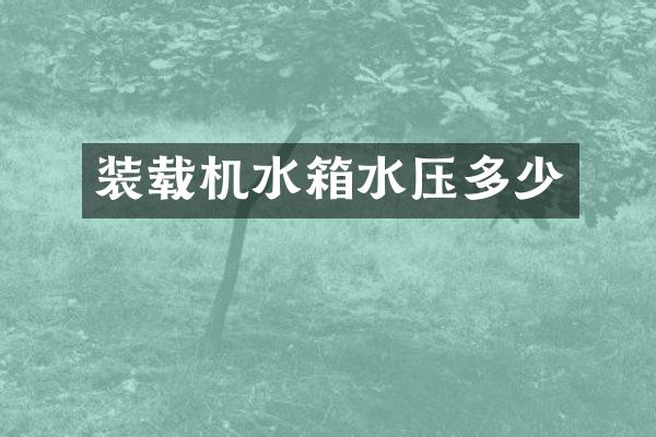 装载机水箱水压多少