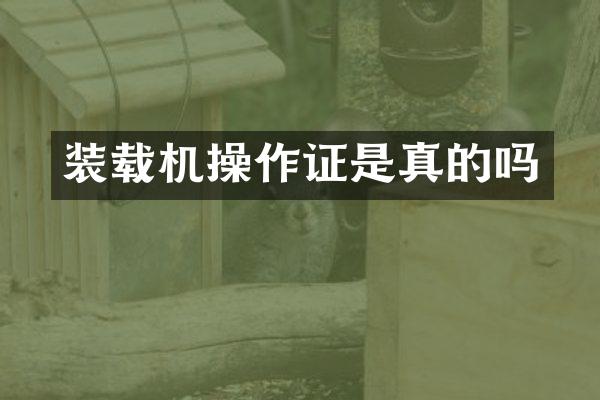 装载机操作证是真的吗