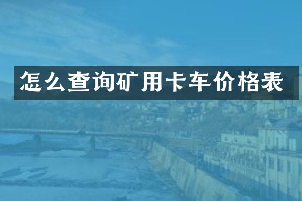 怎么查询矿用卡车价格表