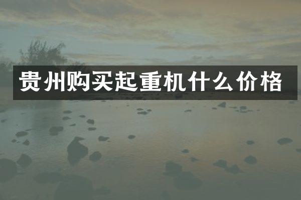 贵州购买起重机什么价格