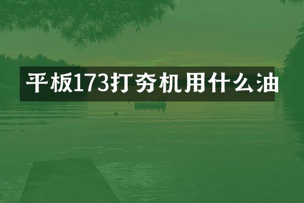 平板173打夯机用什么油