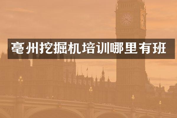 亳州挖掘机培训哪里有班
