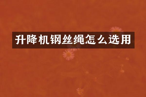 升降机钢丝绳怎么选用