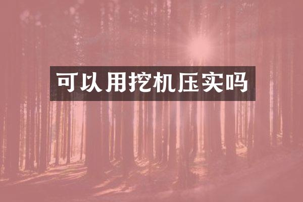 可以用挖机压实吗