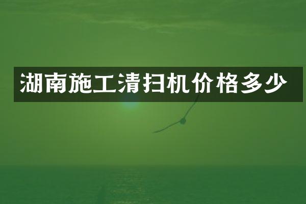 湖南施工清扫机价格多少