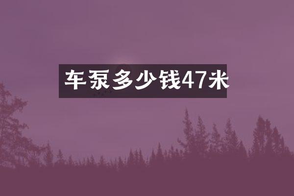 车泵多少钱47米