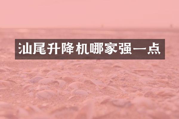 汕尾升降机哪家强一点