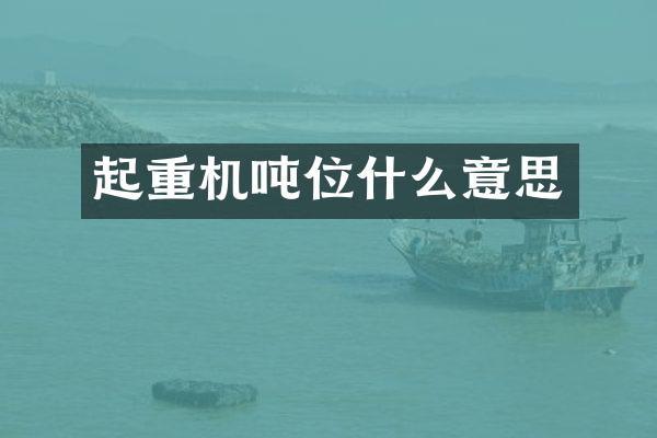 起重机吨位什么意思